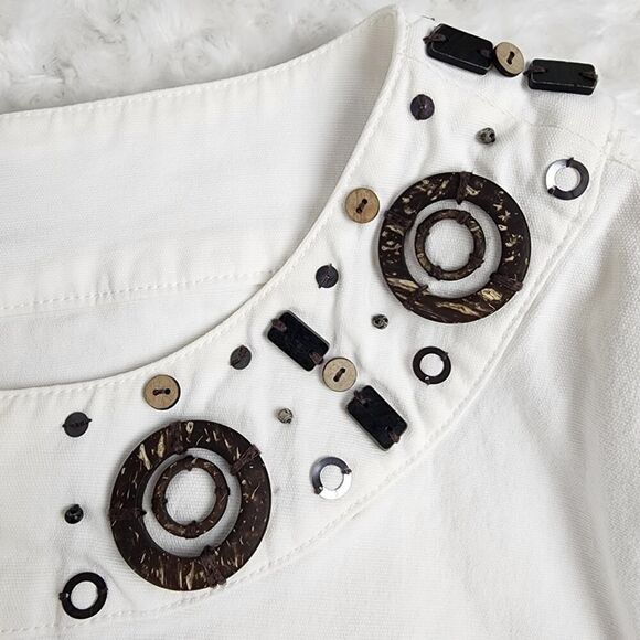 JM Collections Embellished Denim Jacket  White Size 14 - Picture 10 of 12